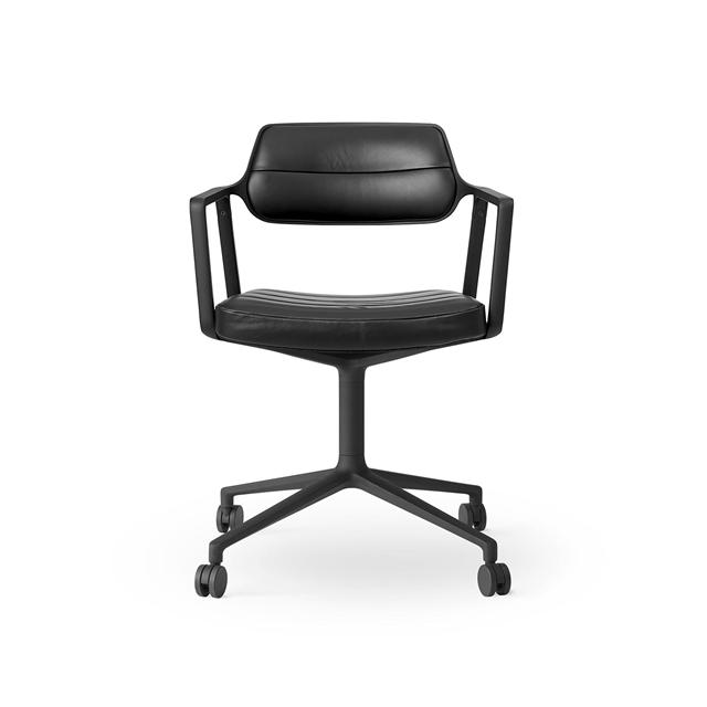 Vipp 453 Swivel Drejestol Med Hjul Sort Sort Læder
