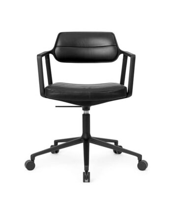 Vipp 453 Swivel  Drejestol Med Hjul Sort Sort Læder
