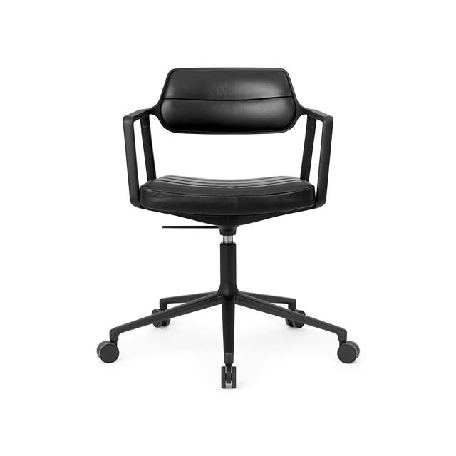 Vipp 453 Swivel Drejestol Med Hjul Sort Sort Læder