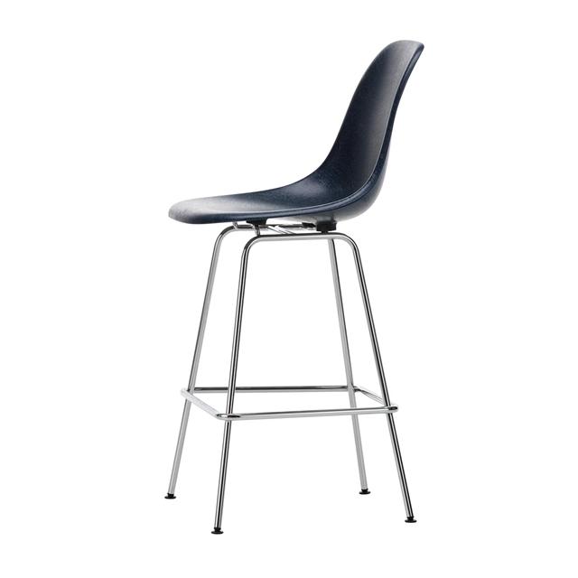 Vitra Eames Fiberglass Barstol Medium Navy Blå Krom