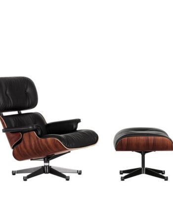 Vitra Eames Lænestol Santos Palisander Sort Læder Med Ottoman