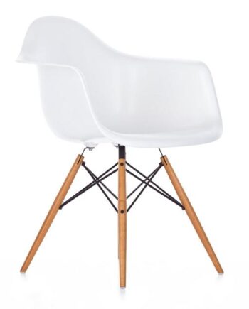 Vitra Eames Plastic Daw Spisebordsstol Hvid Gylden Ahorn