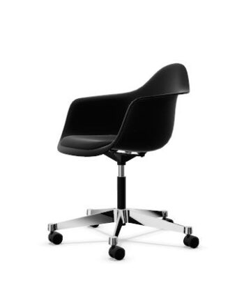 Vitra Eames Plastic Pacc Kontorstol Med Polstret Sæde Og Swivel Sort Dyb Sort