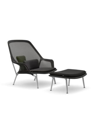 Vitra Slow Chair   Ottoman Tricot Sort Poleret