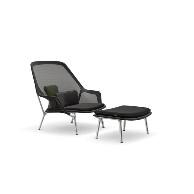 Vitra Slow Chair Ottoman Tricot Sort Poleret