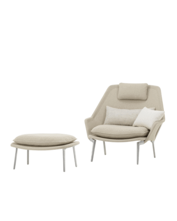 Vitra Slow Lænestol   Ottoman Beige Creme Krom