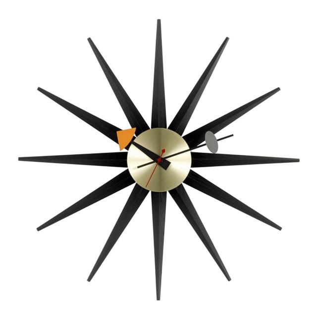 Vitra Sunburst Clock Ur Sort Messing