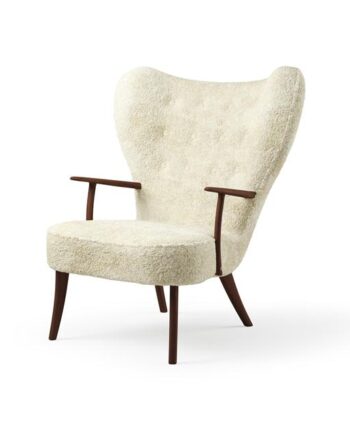 Warm Nordic Pragh Lænestol Sheepskin Off White Oileret Valnød