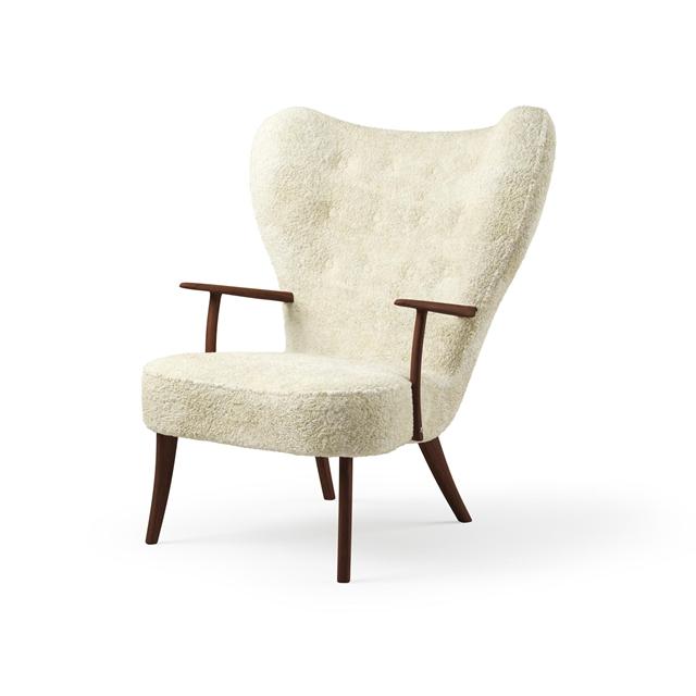 Warm Nordic Pragh Lænestol Sheepskin Off White Oileret Valnød