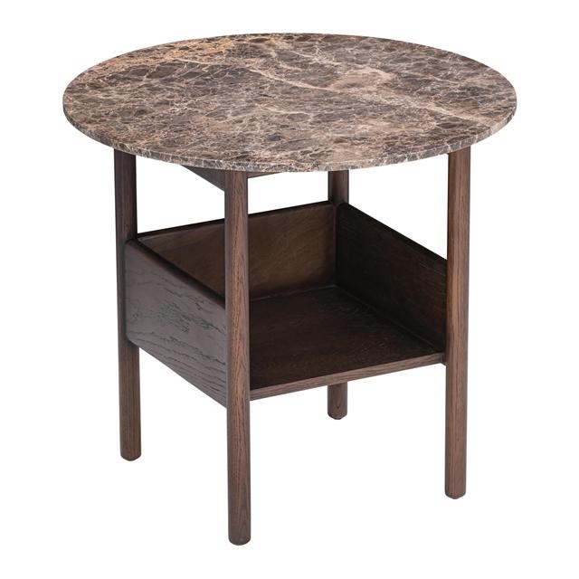 Wendelbo Collect Sidebord ø60 Emperador Marmor Mørkebrun Egetræ