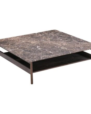 Wendelbo Collect Sofabord 120x120 Emperador Marmor  Mørkebrun Egetræ