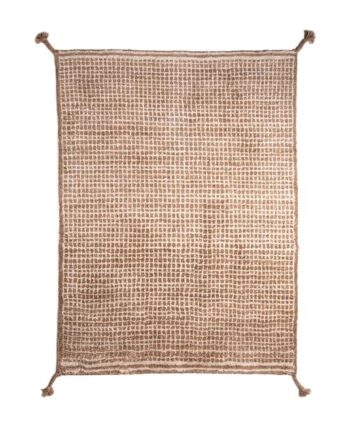 Woodnotes Grid Håndknyttet Uld Gulvtæppe 140   200 Cm Hvid Camel
