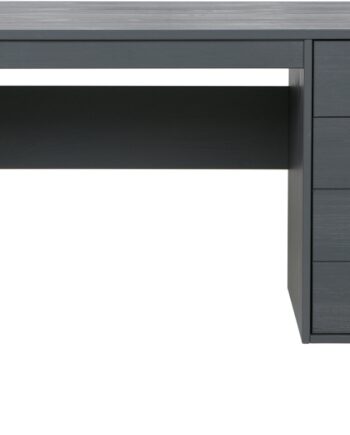 Skrivebord Woood Dennis 141x59 Cm Mørkegrå Børstet Fsc-fyrretræ Med Skuffe Og Skab