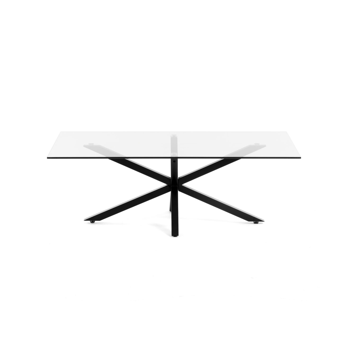 Kave Home Rektangulær Argon Sofabord Klar Glas Og Sort Stål 130x70
