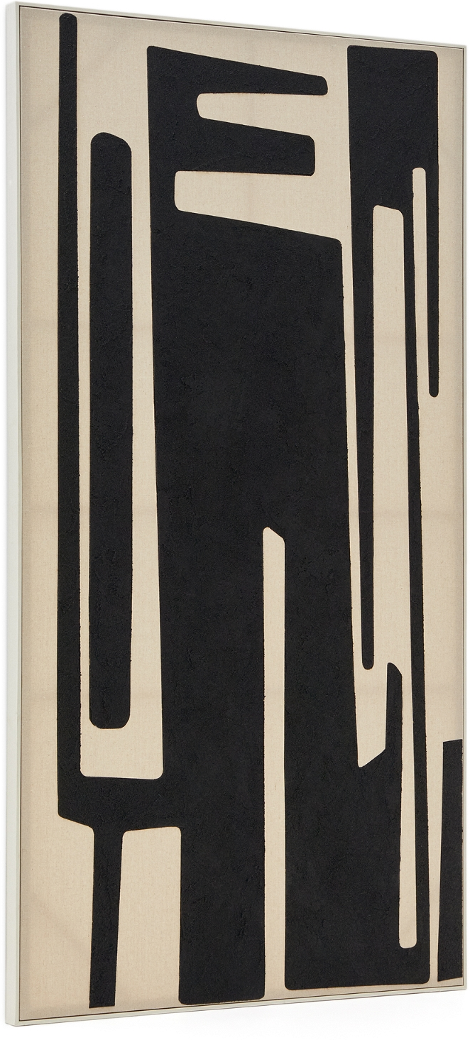 Abstrakt Maleri Kave Home Salmi 110x210 Cm   Nordisk Moderne Vægkunst   Sort Og Beige