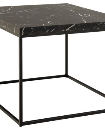 Act Nordic Barossa Sofabord  Kvadratisk Sort Papir Marquina Marmorlook Og Sort Stål  60x60
