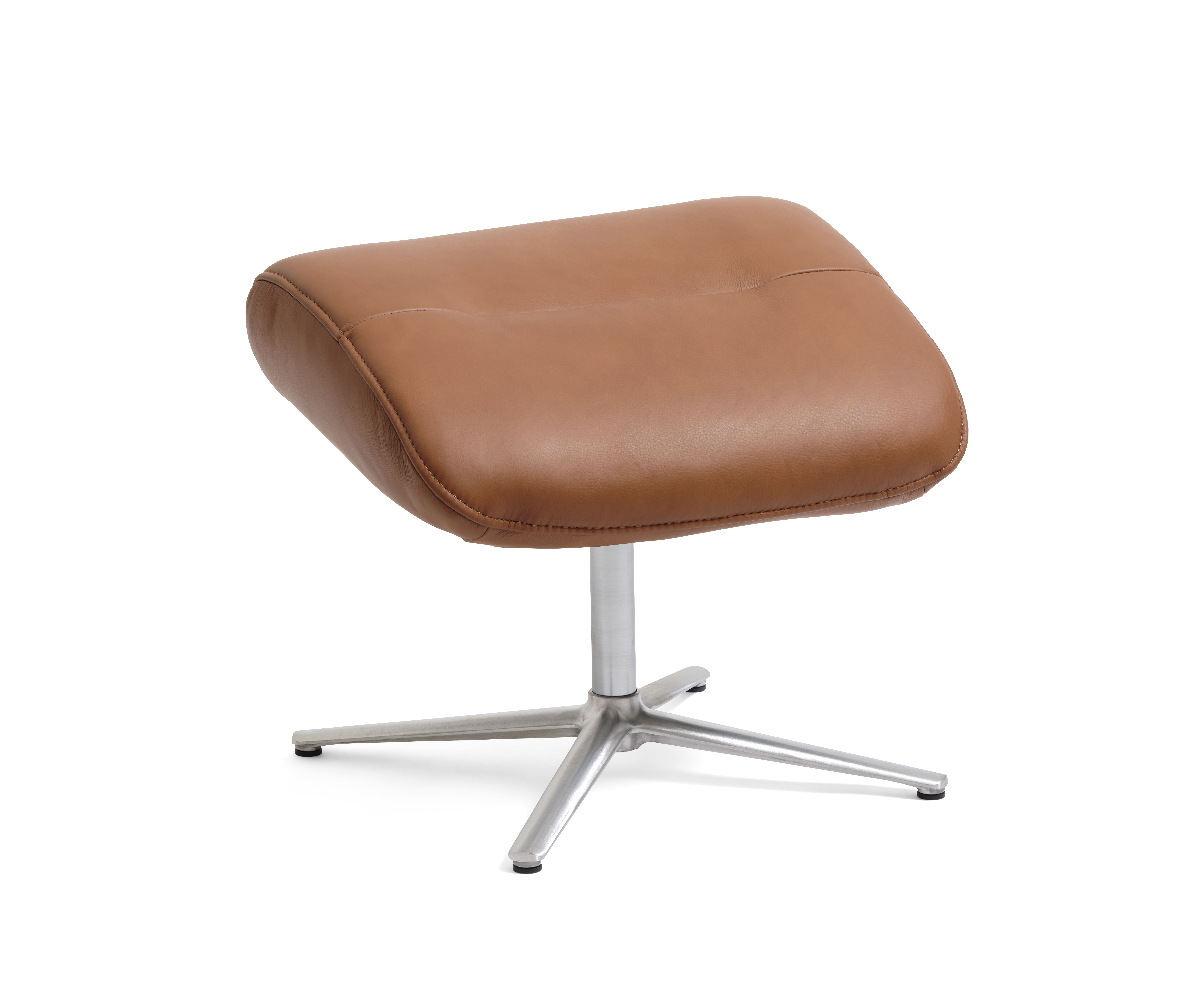 Alex Fodskammel Cognac Semi Aniline Læder Og Børstet Aluminium