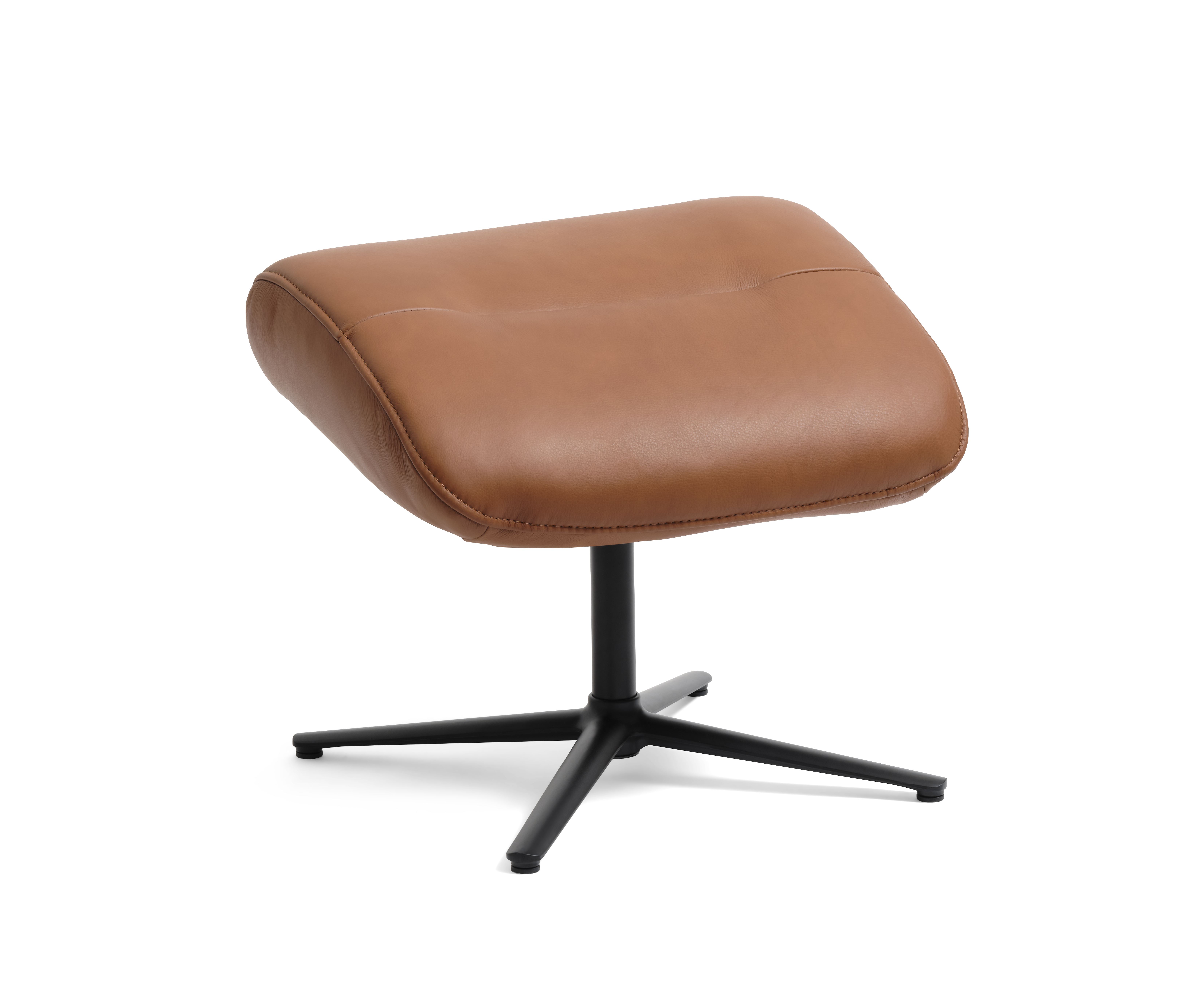 Alex Fodskammel Cognac Semi Aniline Læder Og Sort Aluminium