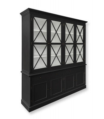 Alrø Vitrineskab 210x200x44 Cm Sort Hvid