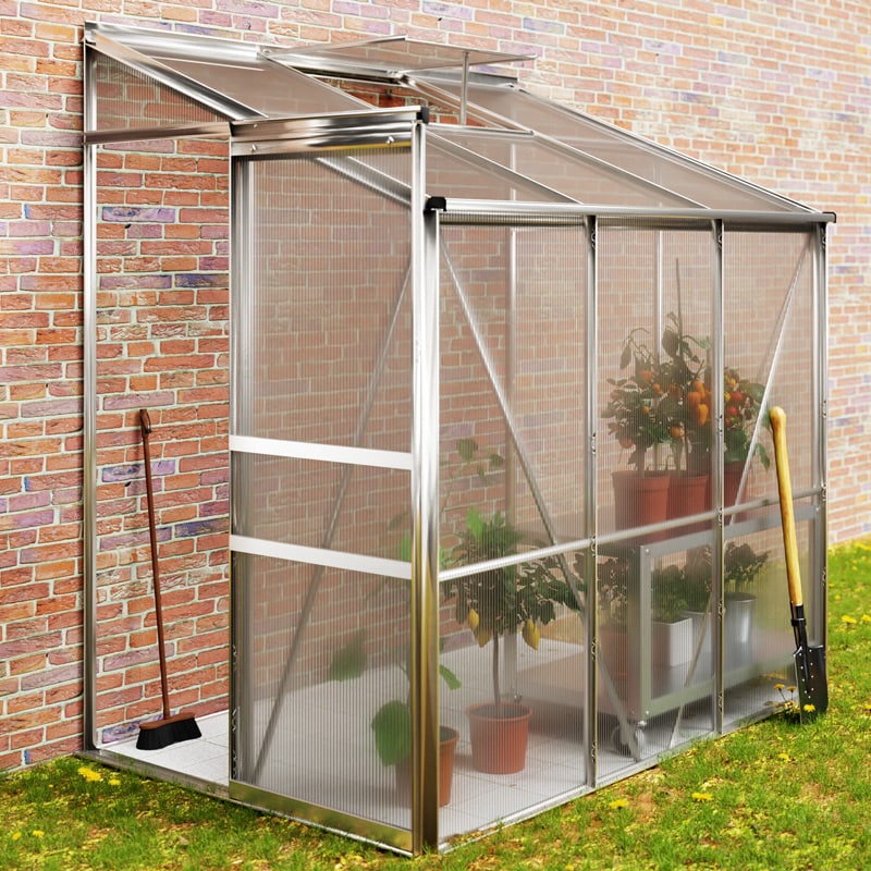 Alu Sidedrivhus 190x122x202cm Med Fundament
