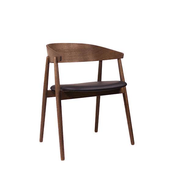 Andersen Furniture Ac2 Spisebordsstol   Bøg Røget Mat Lak   Sort Lædersæde  : Erling Christensen Møbler