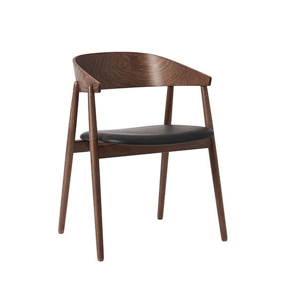 Andersen Furniture Ac2 Spisebordsstol   Bøg Røget Mat Lak   Sort Pu Lædersæde  : Erling Christensen Møbler