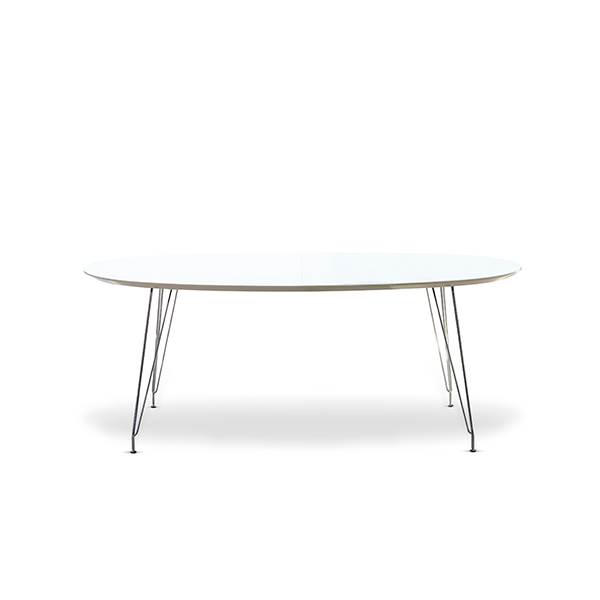 Andersen Furniture Dk10 Spisebord 110   190 Cm  Krom Hvid Laminat