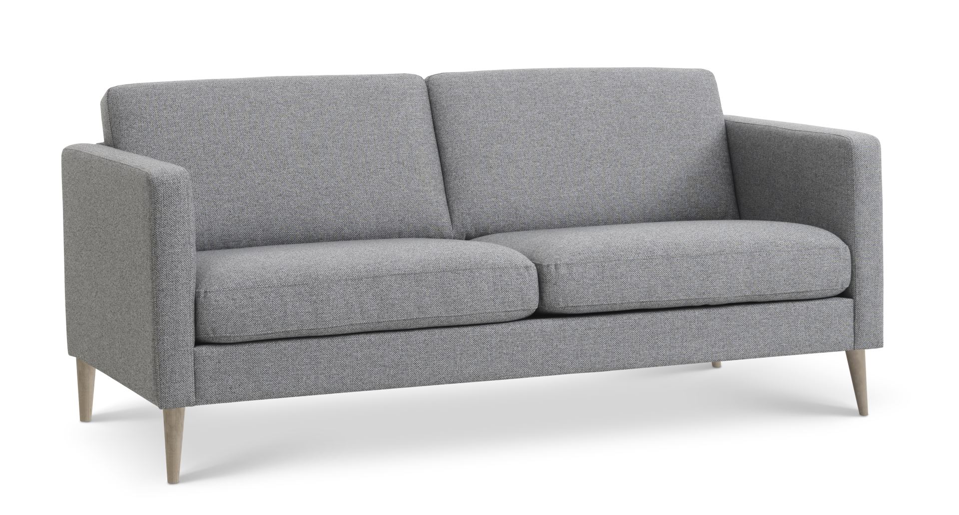 Ask     Pers  Sofa Lys Granitgrå Polyester Stof Og Natur Træ