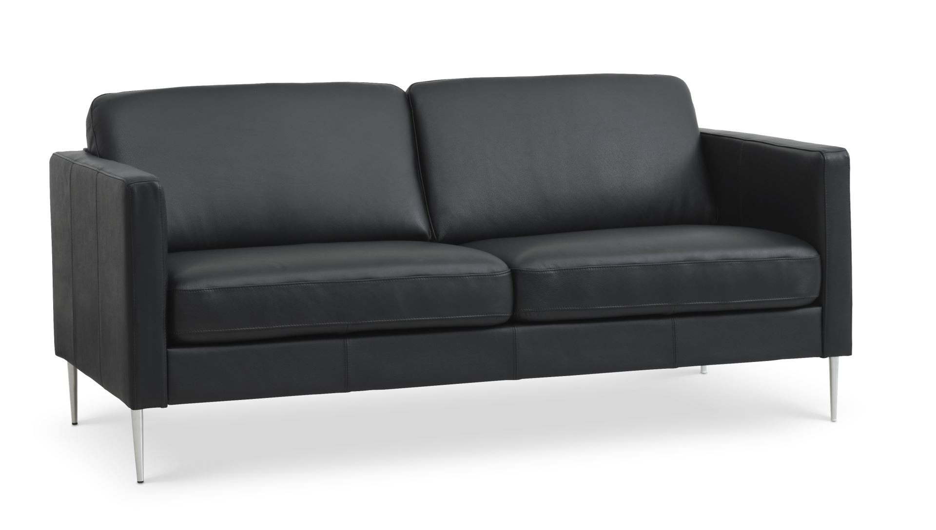 Ask Pers Sofa Sort Semianilin Læder Og Børstet Aluminium