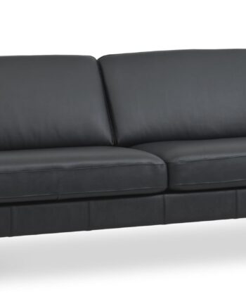 Ask   Pers  Sofa Sort Semianilin Læder Og Natur Træ