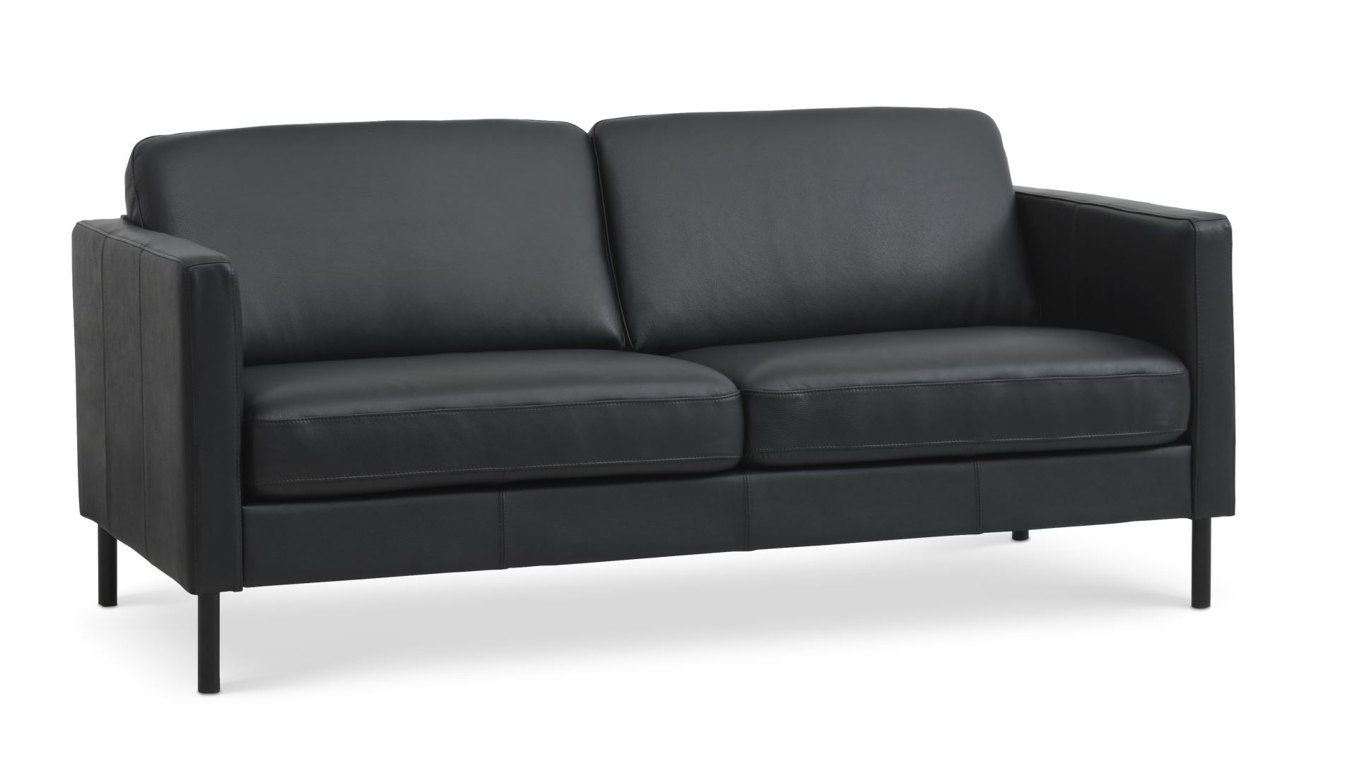 Ask     Pers  Sofa Sort Semianilin Læder Og Sort Metal