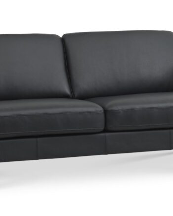 Ask     Pers  Sofa Sort Semianilin Læder Og Sort Træ