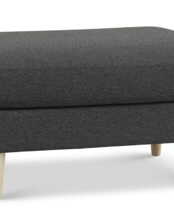 Ask Puf  Rektangulær Antracitgrå Polyester Stof Og Natur Træ  85x70