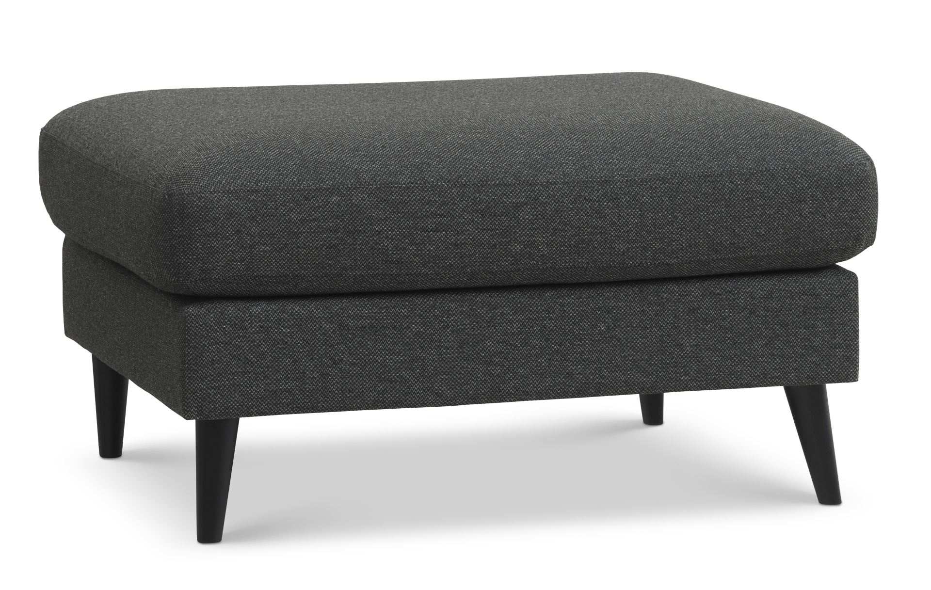 Ask Puf Rektangulær Antracitgrå Polyester Stof Og Sort Træ 85x70
