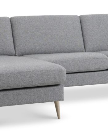 Ask Sæt 51 3d Sofa     Chaiselong Lys Granitgrå Polyester Stof Og Natur Træ