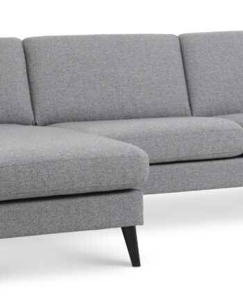 Ask Sæt 51 3d Sofa     Chaiselong Lys Granitgrå Polyester Stof Og Sort Træ