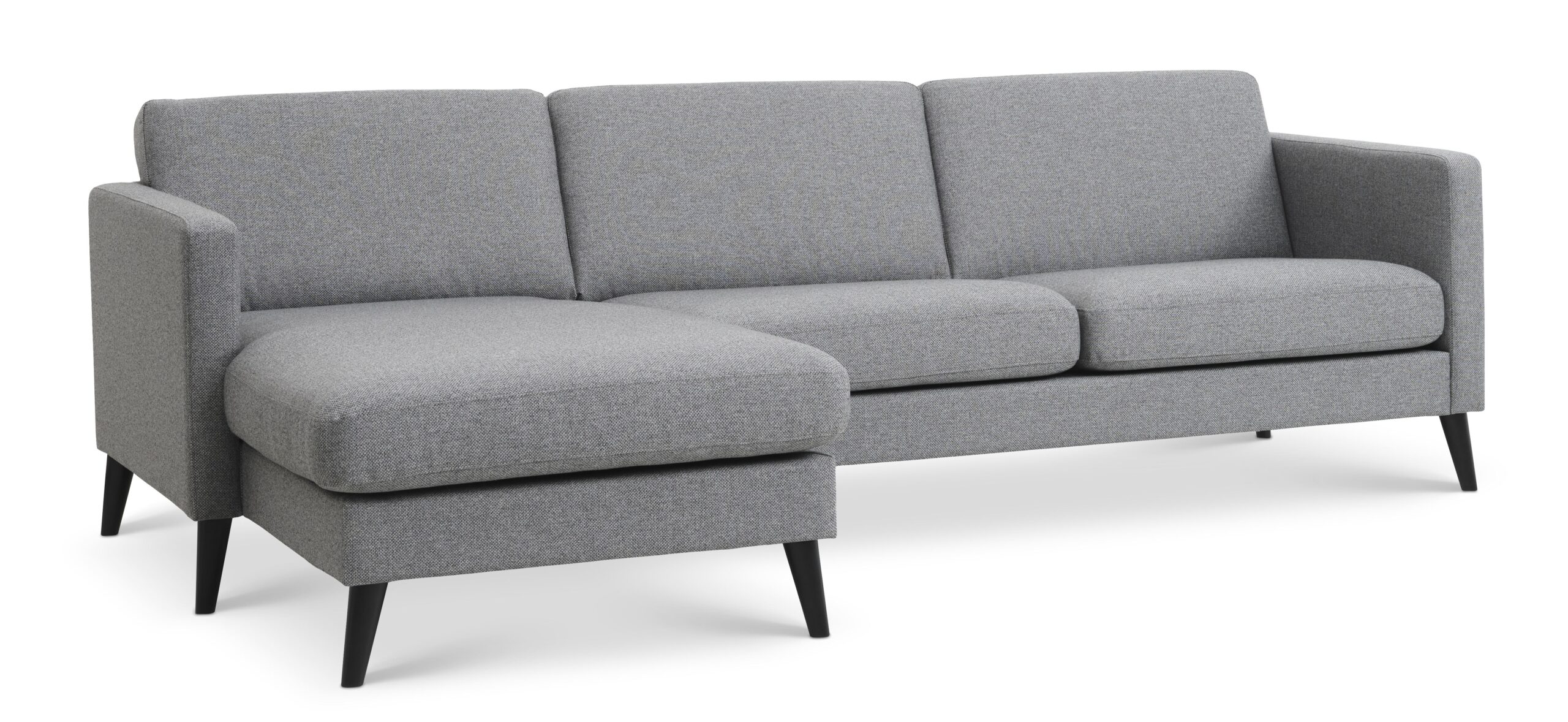Ask Sæt 51 3d Sofa Chaiselong Lys Granitgrå Polyester Stof Og Sort Træ
