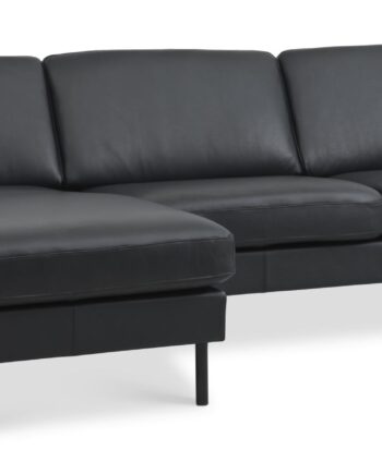 Ask Sæt 51 3d Sofa     Chaiselong Sort Semianilin Læder Og Sort Metal