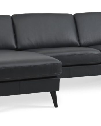 Ask Sæt 51 3d Sofa     Chaiselong Sort Semianilin Læder Og Sort Træ