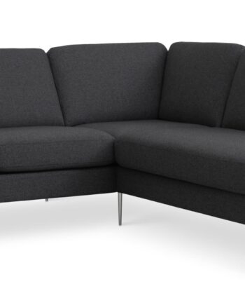 Ask Sæt 53 Lille Oe Sofa     Højre Chaiselong Antracitgrå Polyester Stof Og Børstet Aluminium