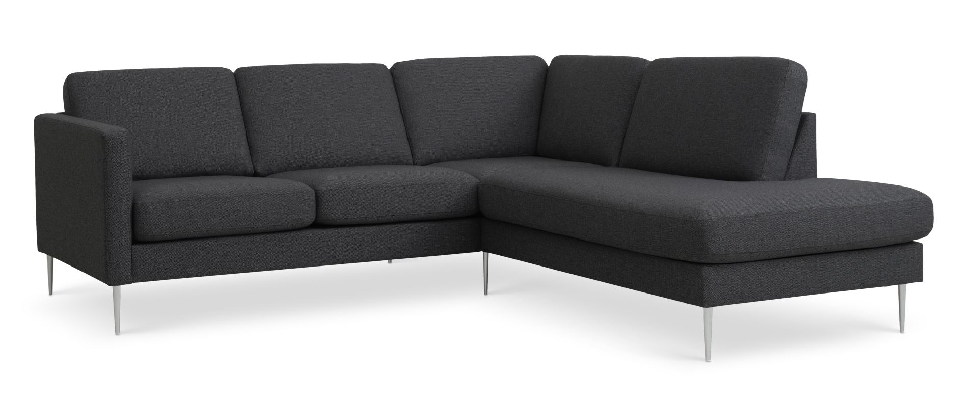 Ask Sæt 53 Lille Oe Sofa Højre Chaiselong Antracitgrå Polyester Stof Og Børstet Aluminium