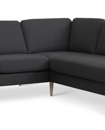 Ask Sæt 53 Lille Oe Sofa     Højre Chaiselong Antracitgrå Polyester Stof Og Natur Træ