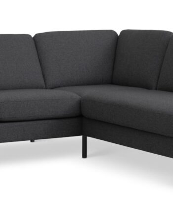Ask Sæt 53 Lille Oe Sofa     Højre Chaiselong Antracitgrå Polyester Stof Og Sort Metal