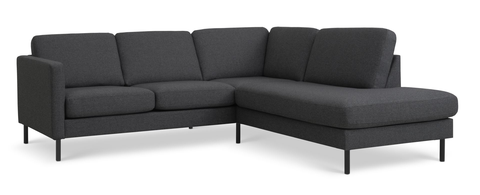 Ask Sæt 53 Lille Oe Sofa Højre Chaiselong Antracitgrå Polyester Stof Og Sort Metal