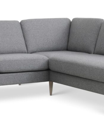 Ask Sæt 53 Lille Oe Sofa     Højre Chaiselong Lys Granitgrå Polyester Stof Og Natur Træ