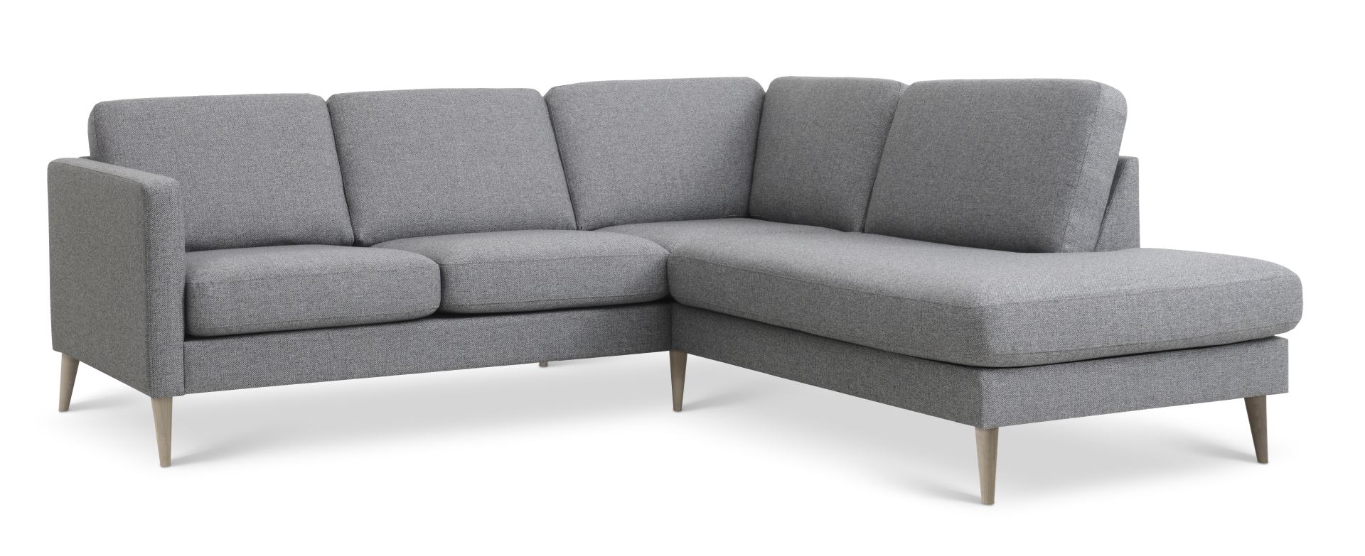 Ask Sæt 53 Lille Oe Sofa Højre Chaiselong Lys Granitgrå Polyester Stof Og Natur Træ