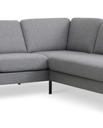 Ask Sæt 53 Lille Oe Sofa     Højre Chaiselong Lys Granitgrå Polyester Stof Og Sort Metal