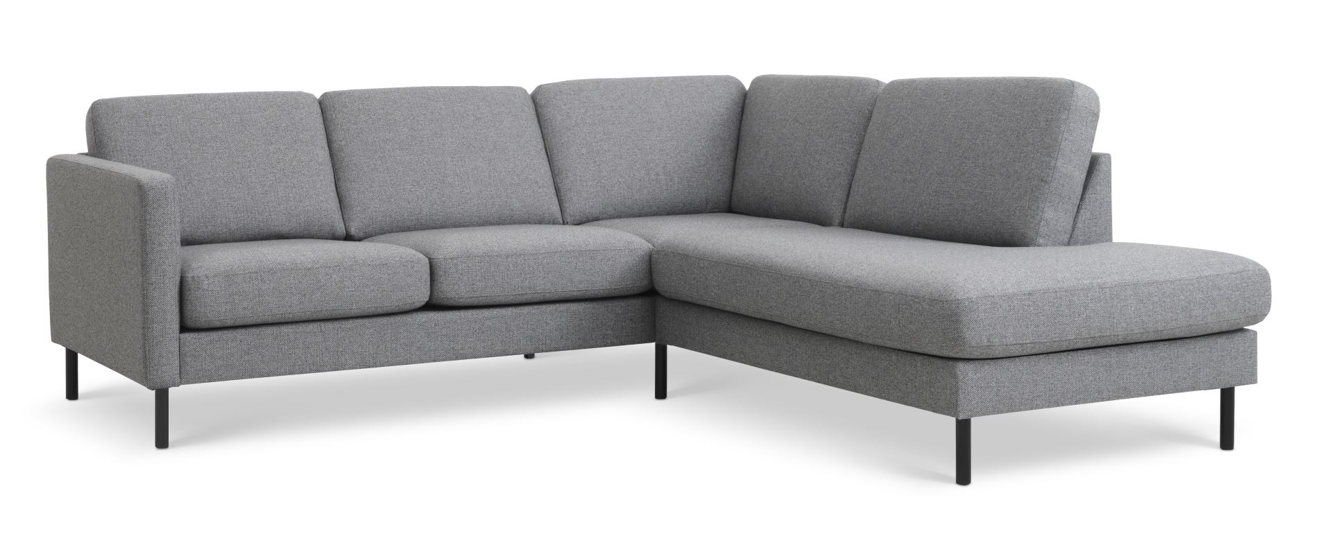 Ask Sæt 53 Lille Oe Sofa Højre Chaiselong Lys Granitgrå Polyester Stof Og Sort Metal