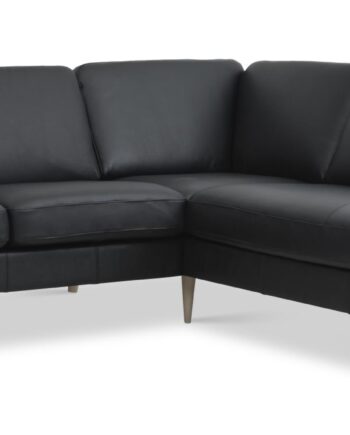 Ask Sæt 53 Lille Oe Sofa     Højre Chaiselong Sort Semianilin Læder Og Natur Træ