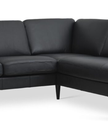 Ask Sæt 53 Lille Oe Sofa     Højre Chaiselong Sort Semianilin Læder Og Sort Træ